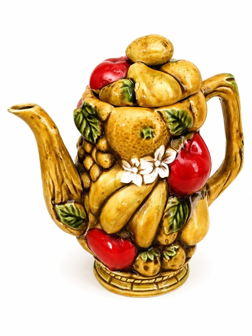 Vintage 1960's Inarco Japan Harvest Fruit Apple Blossom Harvest Tea Pot 8" High